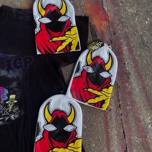 Graphic Devil Mask Beanies - Red, Yellow, Black